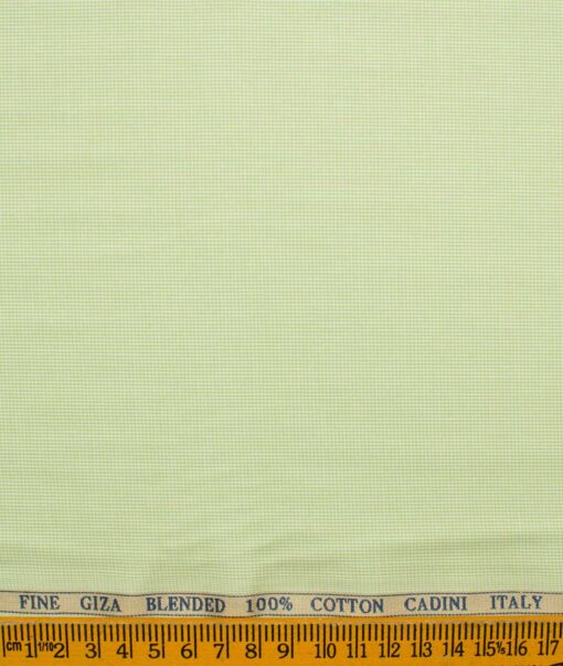 Cadini Men's Giza Cotton Checks 2.25 Meter Unstitched Shirting Fabric (Light Green)