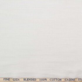 Cadini Men's Giza Cotton Striped 2.25 Meter Unstitched Shirting Fabric (White & Grey)