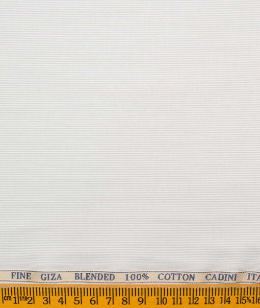 Cadini Men's Giza Cotton Striped 2.25 Meter Unstitched Shirting Fabric (White & Grey)