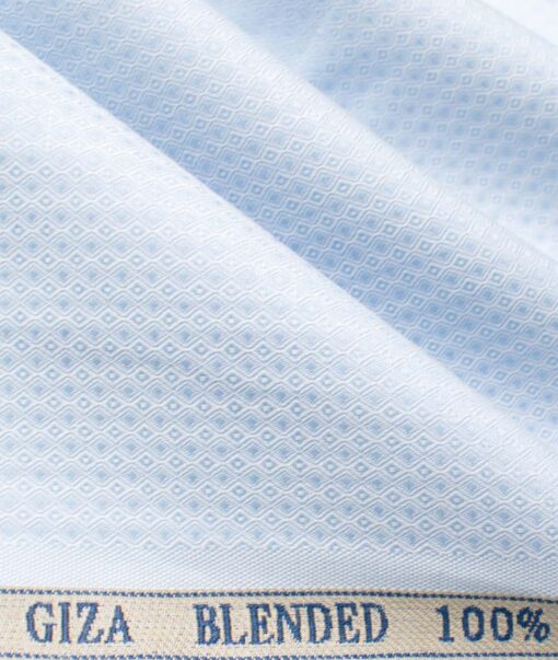 Cadini Men's Giza Cotton Stuctured  Unstitched Shirting Fabric (Sky Blue)