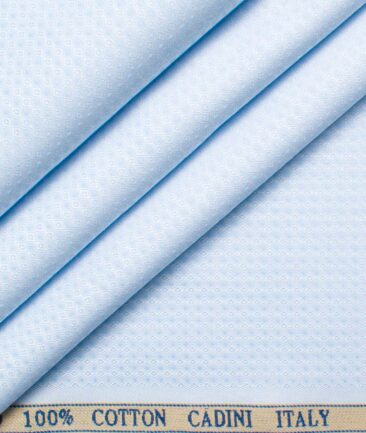 Cadini Men's Giza Cotton Stuctured  Unstitched Shirting Fabric (Sky Blue)