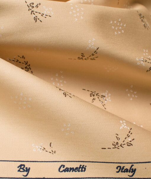 Canetti by Cadini Men's Premium Cotton Printed  Unstitched Shirting Fabric (Biscotti Beige)