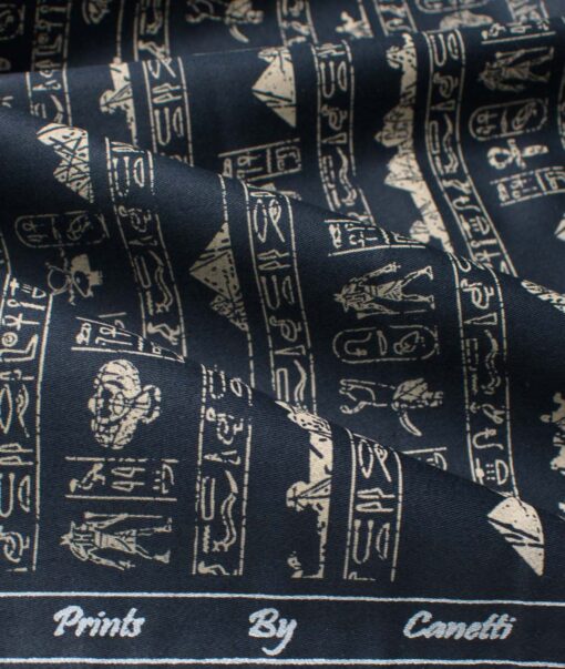 Canetti by Cadini Men's Premium Cotton Printed  Unstitched Shirting Fabric (Dark Blue)