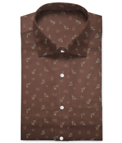 Canetti by Cadini Men's Premium Cotton Printed  Unstitched Shirting Fabric (Dark Brown)