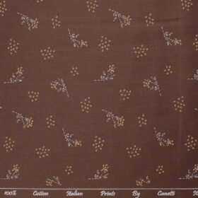 Canetti by Cadini Men's Premium Cotton Printed  Unstitched Shirting Fabric (Dark Brown)