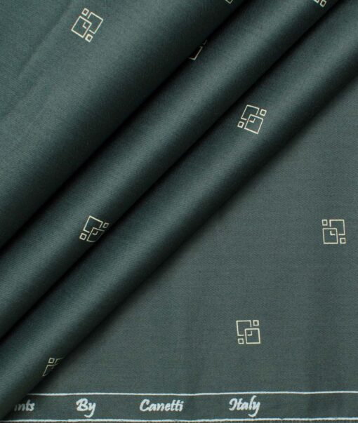 Canetti by Cadini Men's Premium Cotton Printed  Unstitched Shirting Fabric (Dark Sea Green)