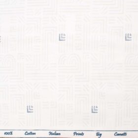 Canetti by Cadini Men's Premium Cotton Printed  Unstitched Shirting Fabric (White & Grey)