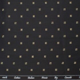 Canetti by Cadini Men's Premium Cotton Printed  Unstitched Shirting Fabric (Black & Beige)