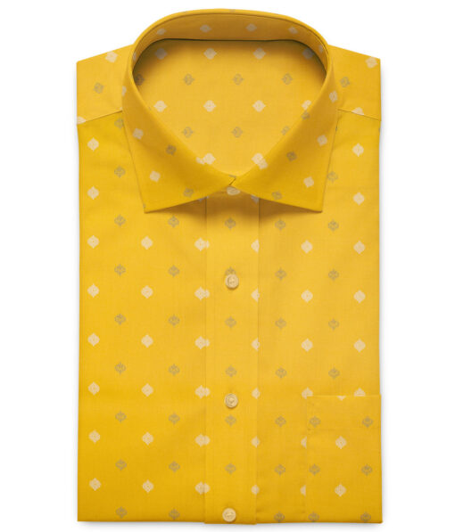Canetti by Cadini Men's Premium Cotton Printed  Unstitched Shirting Fabric (Canary Yellow)