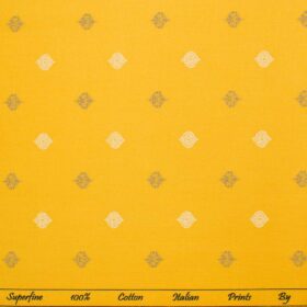 Canetti by Cadini Men's Premium Cotton Printed  Unstitched Shirting Fabric (Canary Yellow)