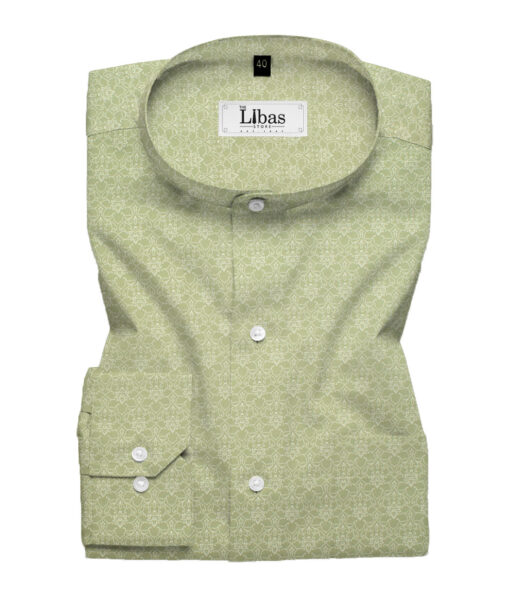 Canetti by Cadini Men's Premium Cotton Printed  Unstitched Shirting Fabric (Green & White)