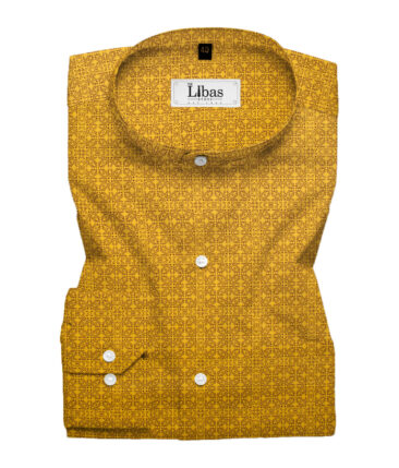 Canetti by Cadini Men's Premium Cotton Printed  Unstitched Shirting Fabric (Mustard Yellow)