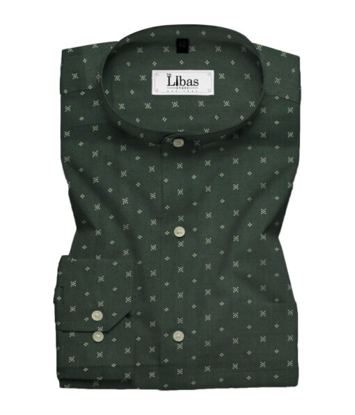 Cotton Universe Men's Premium Cotton Printed  Unstitched Shirting Fabric (Dark Sea Green)
