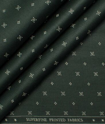 Cotton Universe Men's Premium Cotton Printed  Unstitched Shirting Fabric (Dark Sea Green)