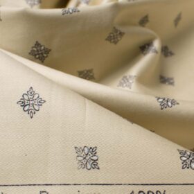 Cotton Universe Men's Premium Cotton Printed  Unstitched Shirting Fabric (Oyester Beige)