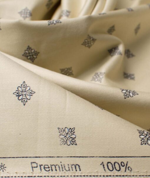 Cotton Universe Men's Premium Cotton Printed  Unstitched Shirting Fabric (Oyester Beige)