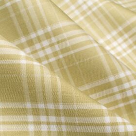 J.Hampstead Men's Giza Cotton Checks  Unstitched Shirting Fabric (Yellow & White)