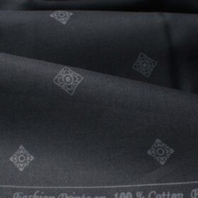 J.Hampstead Men's Premium Cotton Printed  Unstitched Shirting Fabric (Blackish Grey)