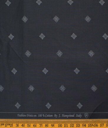 J.Hampstead Men's Premium Cotton Printed  Unstitched Shirting Fabric (Blackish Grey)