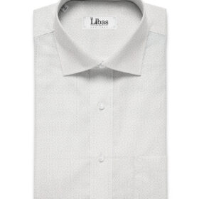 J.Hampstead Men's Premium Cotton Printed  Unstitched Shirting Fabric (White & Grey)