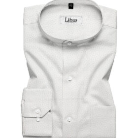 J.Hampstead Men's Premium Cotton Printed  Unstitched Shirting Fabric (White & Grey)