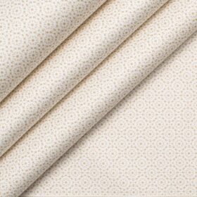 J.Hampstead Men's Premium Cotton Printed  Unstitched Shirting Fabric (White & Brown)