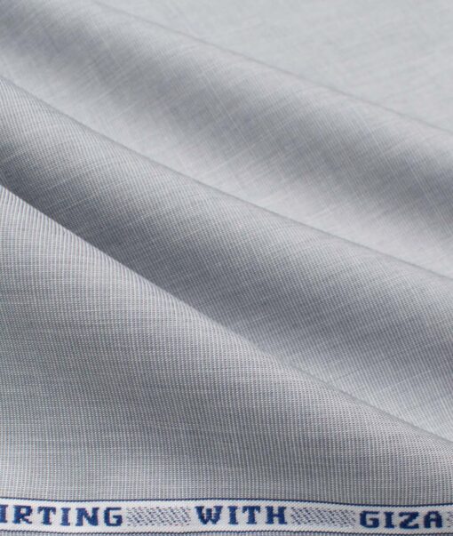 J.Hampstead Men's Giza Cotton Solids  Unstitched Shirting Fabric (Light Grey)