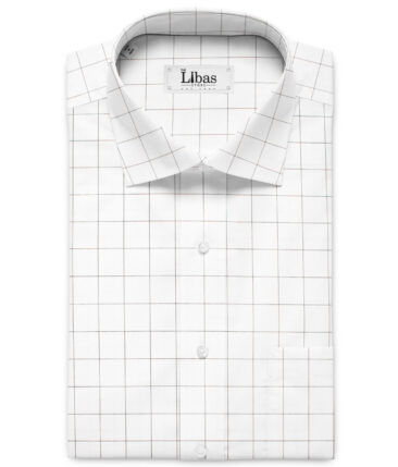 Luthai Men's Supima Cotton Checks  Unstitched Shirting Fabric (White & Black)