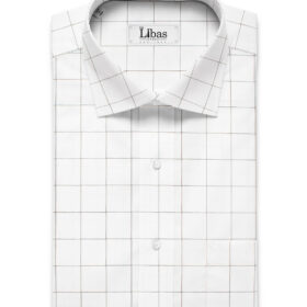 Luthai Men's Supima Cotton Checks  Unstitched Shirting Fabric (White & Black)