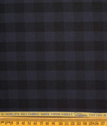 Luthai Men's Supima Cotton Checks  Unstitched Shirting Fabric (Dark Blue & Black)