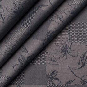 Luthai Men's Supima Cotton Self Design  Unstitched Shirting Fabric (Grey)