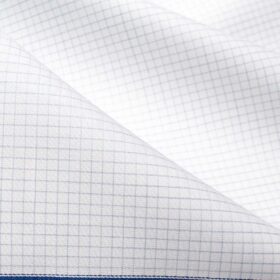 Tessitura Monti Men's Giza Cotton Checks  Unstitched Shirting Fabric (White & Grey)