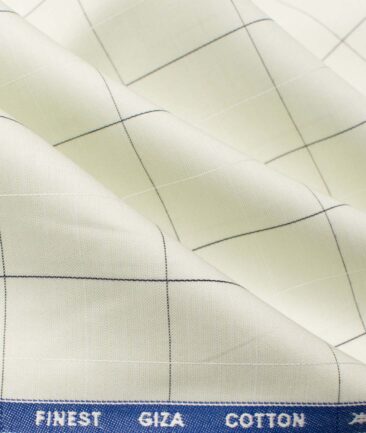 Tessitura Monti Men's Giza Cotton Checks  Unstitched Shirting Fabric (Banana Yellow)