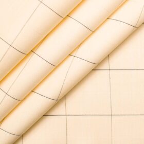 Tessitura Monti Men's Giza Cotton Checks  Unstitched Shirting Fabric (Daffodil Yellow)