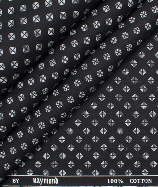 Raymond Men's Giza Cotton Printed  Unstitched Shirting Fabric (Black & White)