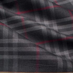 Soktas Men's Giza Cotton Checks  Unstitched Shirting Fabric (Blackish Grey)
