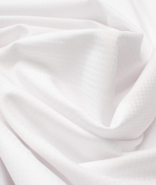 Arvind Men's Premium Cotton Self Design  Unstitched Shirting Fabric (White)