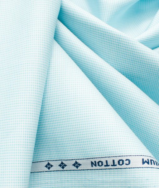 Arvind Men's Premium Cotton Stuctured  Unstitched Shirting Fabric (Arctic Blue)