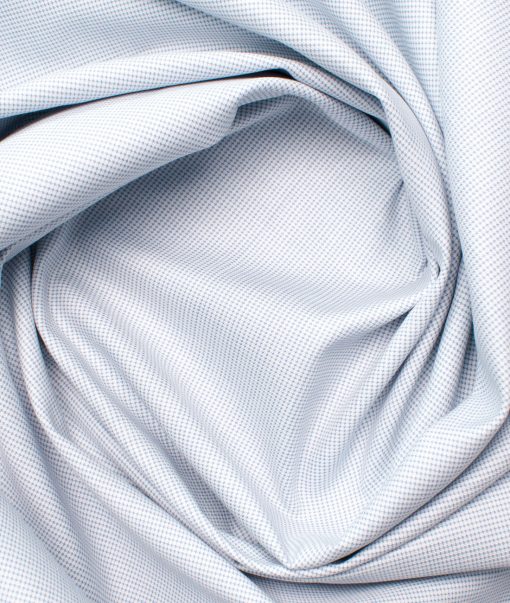 Arvind Men's Premium Cotton Stuctured  Unstitched Shirting Fabric (White & Blue)