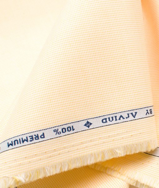 Cadini Men's Premium Cotton Stuctured  Unstitched Shirting Fabric (Yellow)