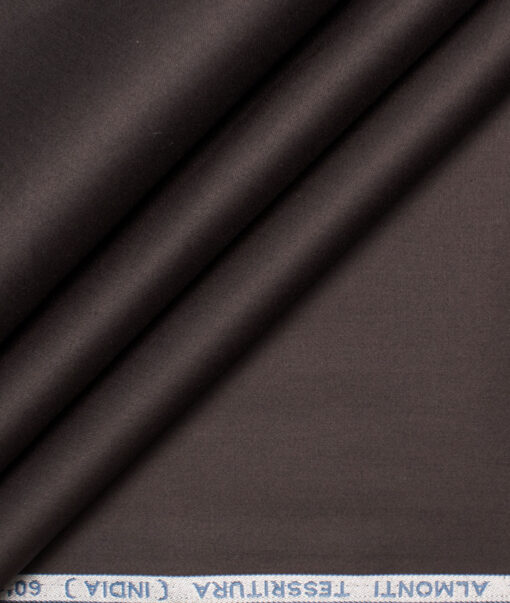 Almonti Men's Luxury Cotton (60's) Solids  Unstitched Shirting Fabric (Dark Brown)