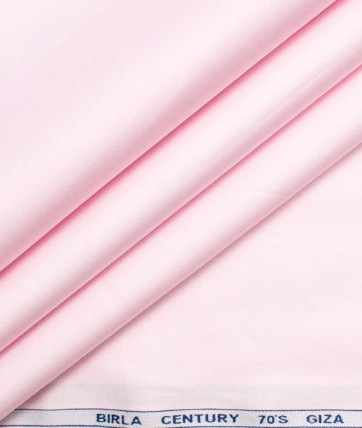 Birla Century Men's Giza Cotton 70's Solids  Unstitched Shirting Fabric (Pink)