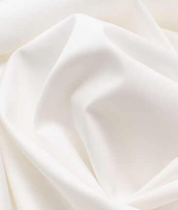 J.Hampstead Men's Giza Cotton Solids  Unstitched Shirting Fabric (White)
