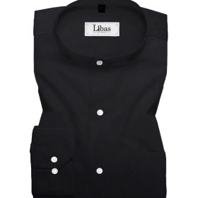Luthai Men's Pure Cotton Solids  Unstitched Shirting Fabric (Black)