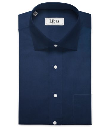 Luthai Men's Pure Cotton Solids  Unstitched Shirting Fabric (Dark Royal Blue)