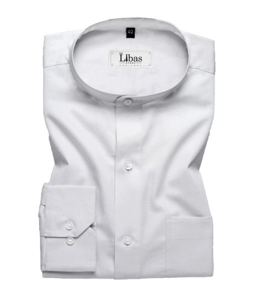 Luthai Men's Pure Cotton Solids  Unstitched Shirting Fabric (Silver Grey)