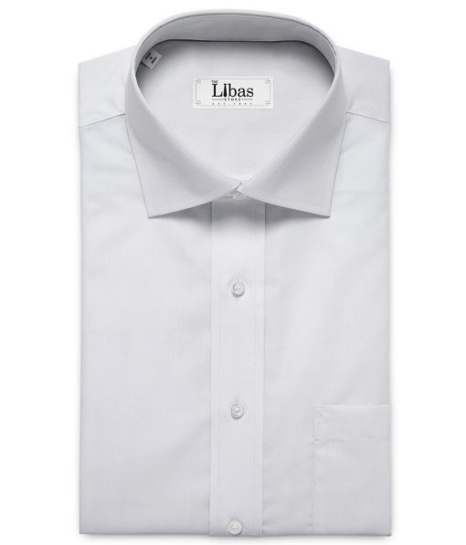Luthai Men's Pure Cotton Solids  Unstitched Shirting Fabric (Silver Grey)