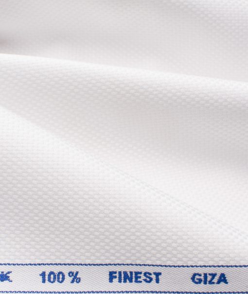 Tessitura Monti Men's Giza Cotton 2/120's Structured  Unstitched Shirting Fabric (White)