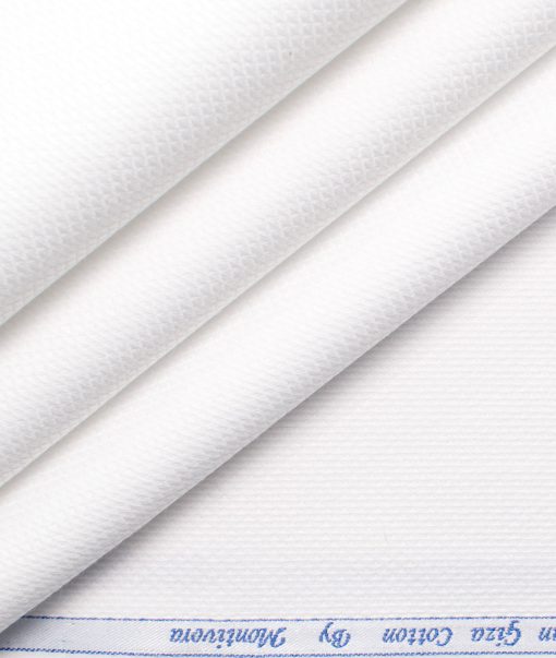 Montivora Men's Giza Cotton 2/120's Structured  Unstitched Shirting Fabric (White)