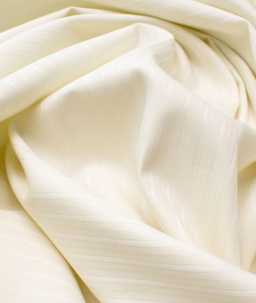 Nemesis Men's Giza Cotton 2/120's Striped  Unstitched Shirting Fabric (Cream)